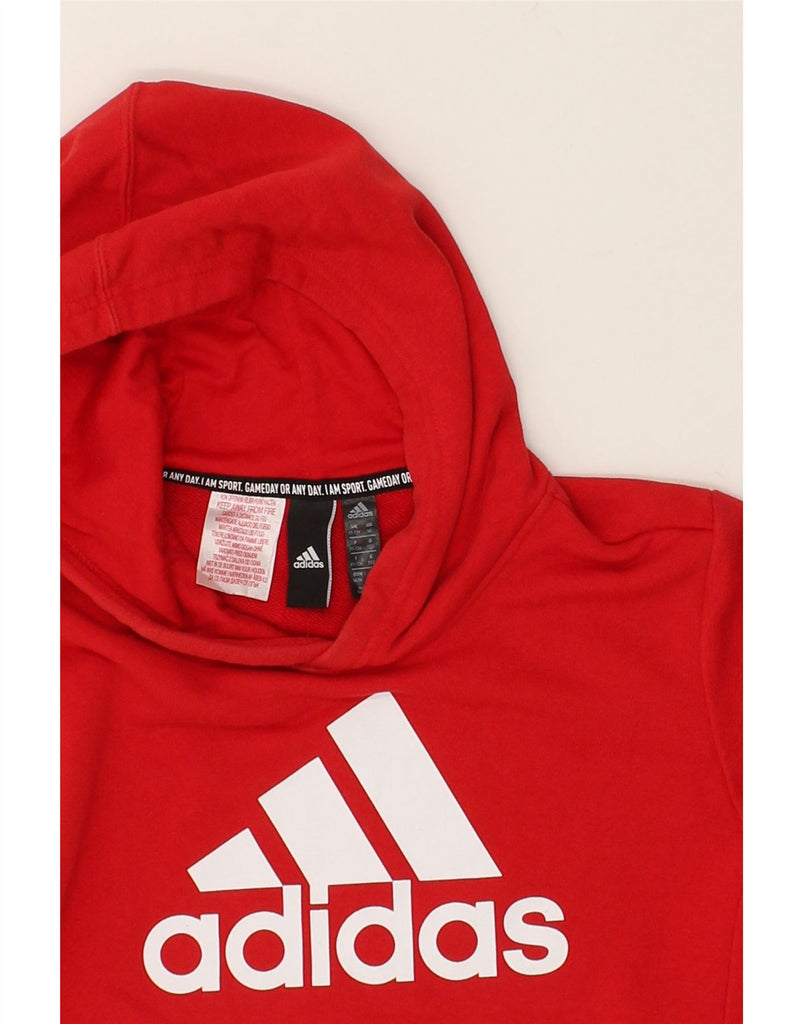 ADIDAS Boys Graphic Hoodie Jumper 11-12 Years Red Cotton | Vintage Adidas | Thrift | Second-Hand Adidas | Used Clothing | Messina Hembry 