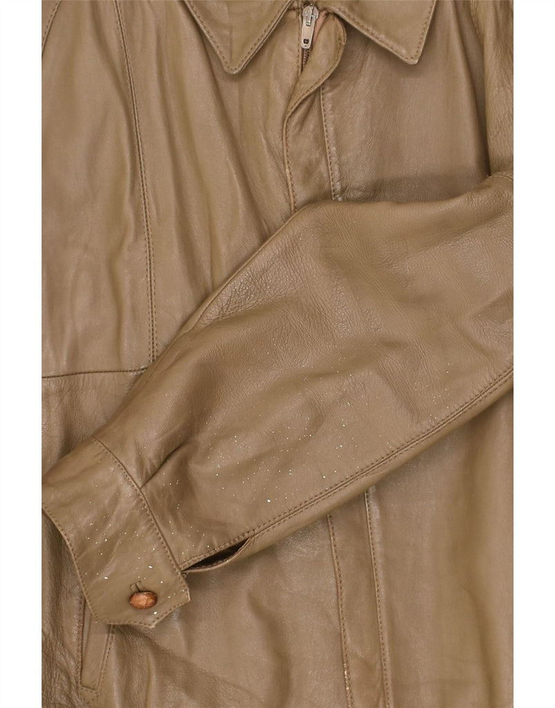 VERA PELLE Mens Bomber Leather Jacket UK 38 Medium Brown Leather | Vintage Vera Pelle | Thrift | Second-Hand Vera Pelle | Used Clothing | Messina Hembry 