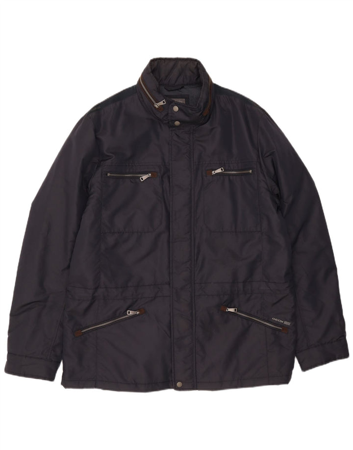 Geox Mens Hooded Utility Jacket UK 46 3XL Navy Blue