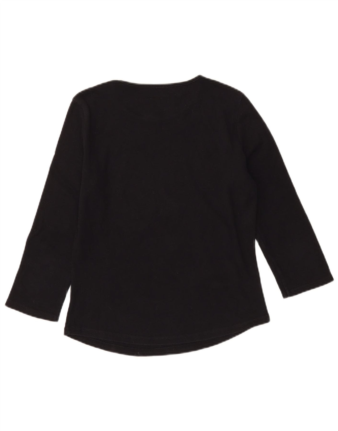 ARMANI JEANS Womens Graphic Top 3/4 Sleeve UK 12 Medium Black Cotton