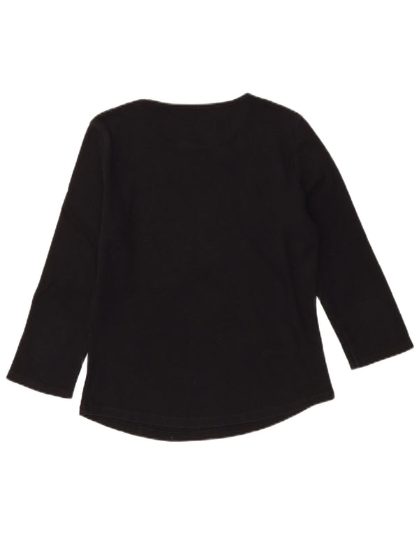 ARMANI JEANS Womens Graphic Top 3/4 Sleeve UK 12 Medium Black Cotton