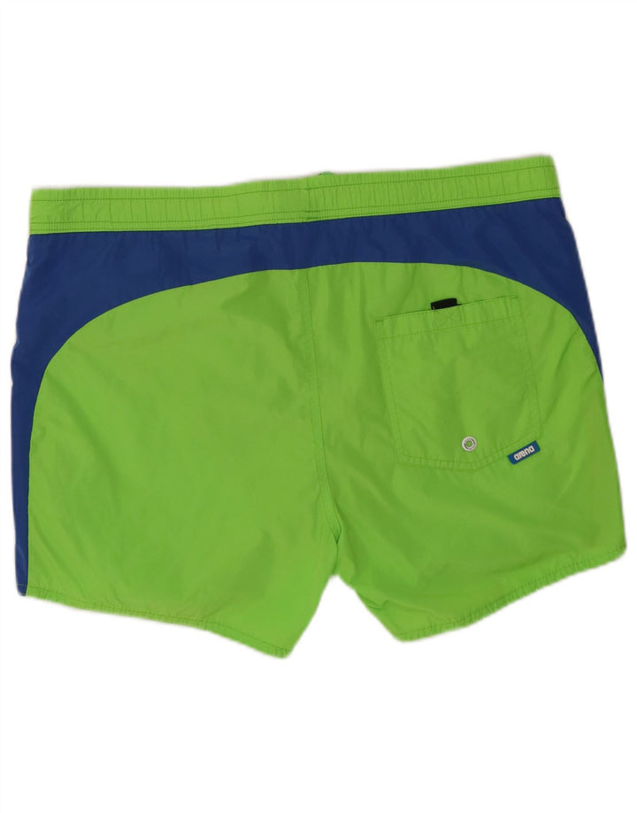 Arena Mens Swimming Shorts Medium Green Colourblock Polyester