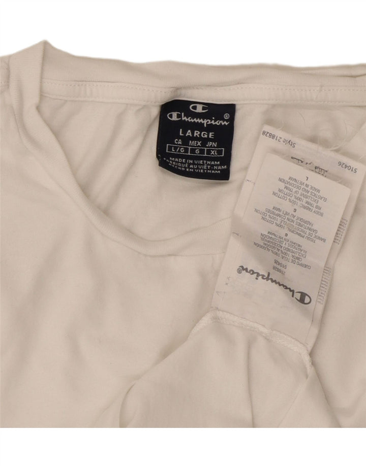 CHAMPION Mens Graphic T-Shirt Top Large White Cotton