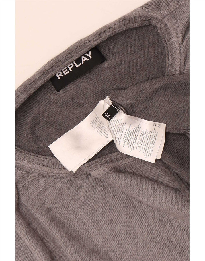 Replay Mens Crew Neck Jumper Sweater 3XL Grey Cotton