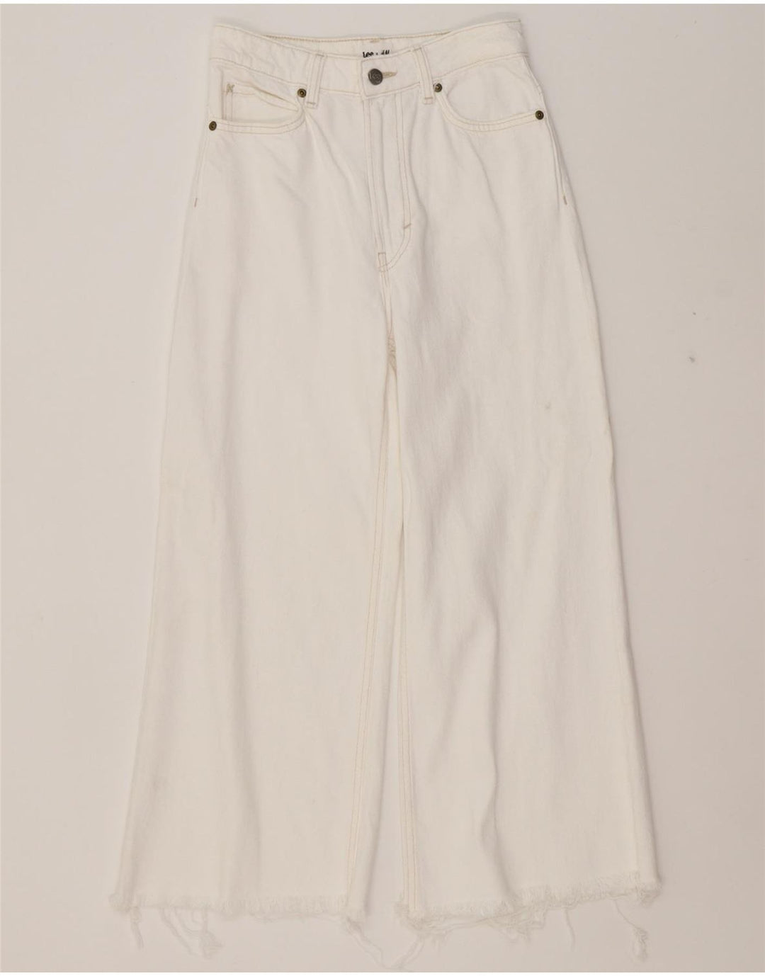LEE Womens Loose Fit Cropped Jeans US 2 XS W26 L23 White Cotton Vintage Lee and Second-Hand Lee from Messina Hembry 