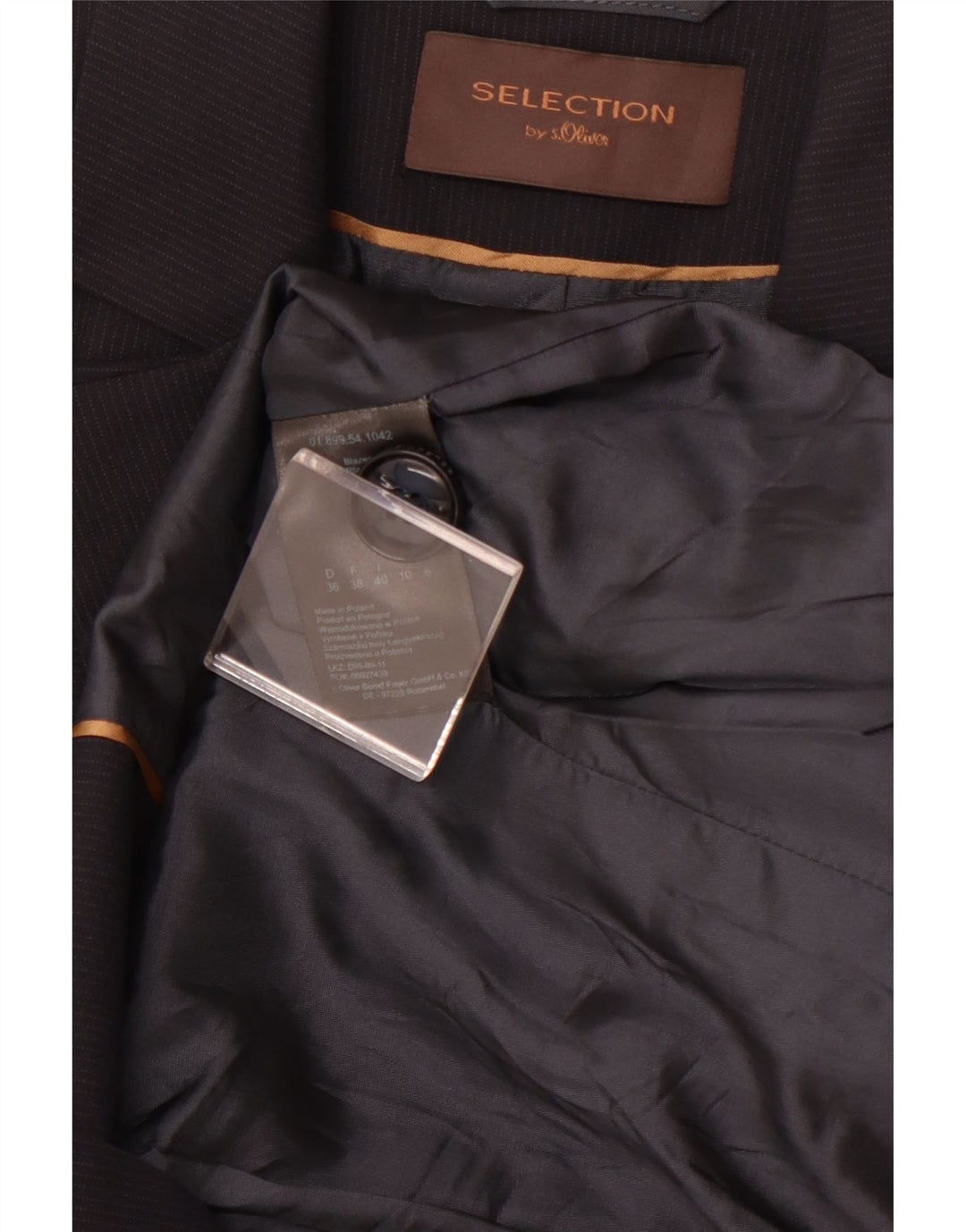 S.OLIVER Womens 2 Button Blazer Jacket UK 10 Small Navy Blue Pinstripe