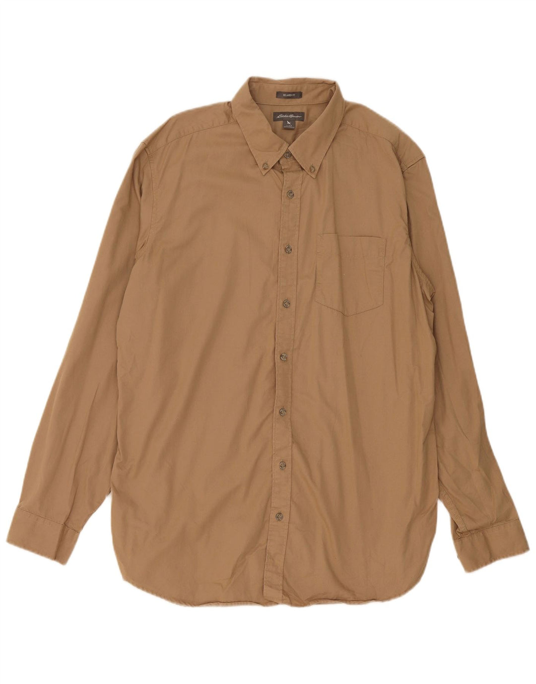 Eddie Bauer Mens Tall Shirt Large Beige Cotton