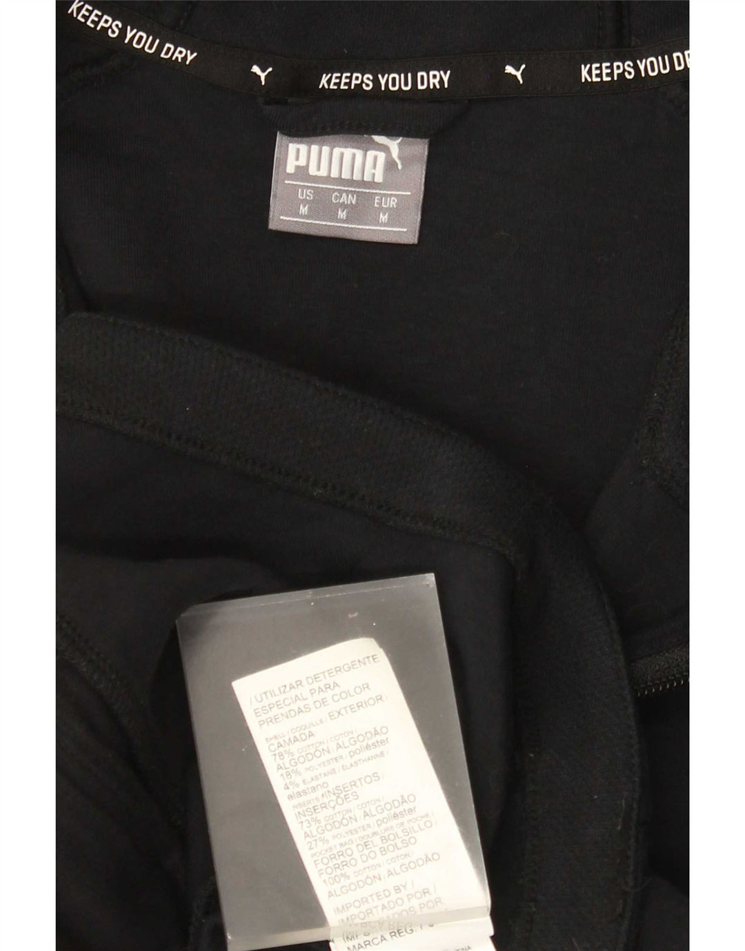 Puma Mens Zip Hoodie Sweater Medium Black Cotton