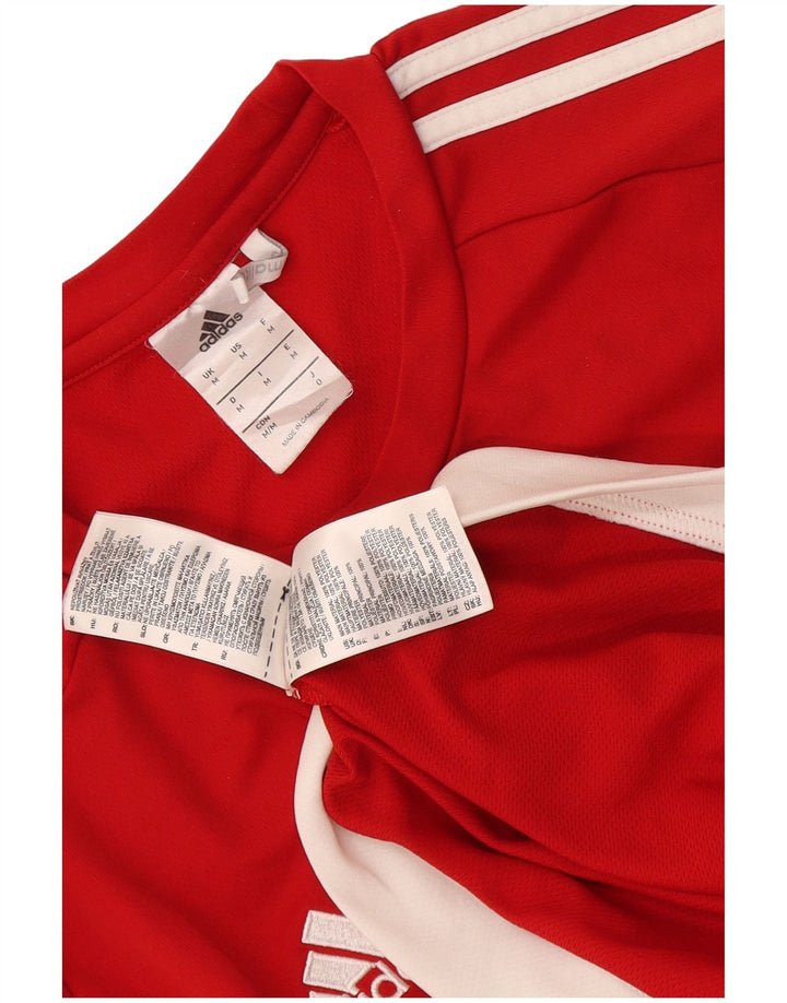 Adidas Mens Climalite T-Shirt Top Medium Red Colourblock Polyester