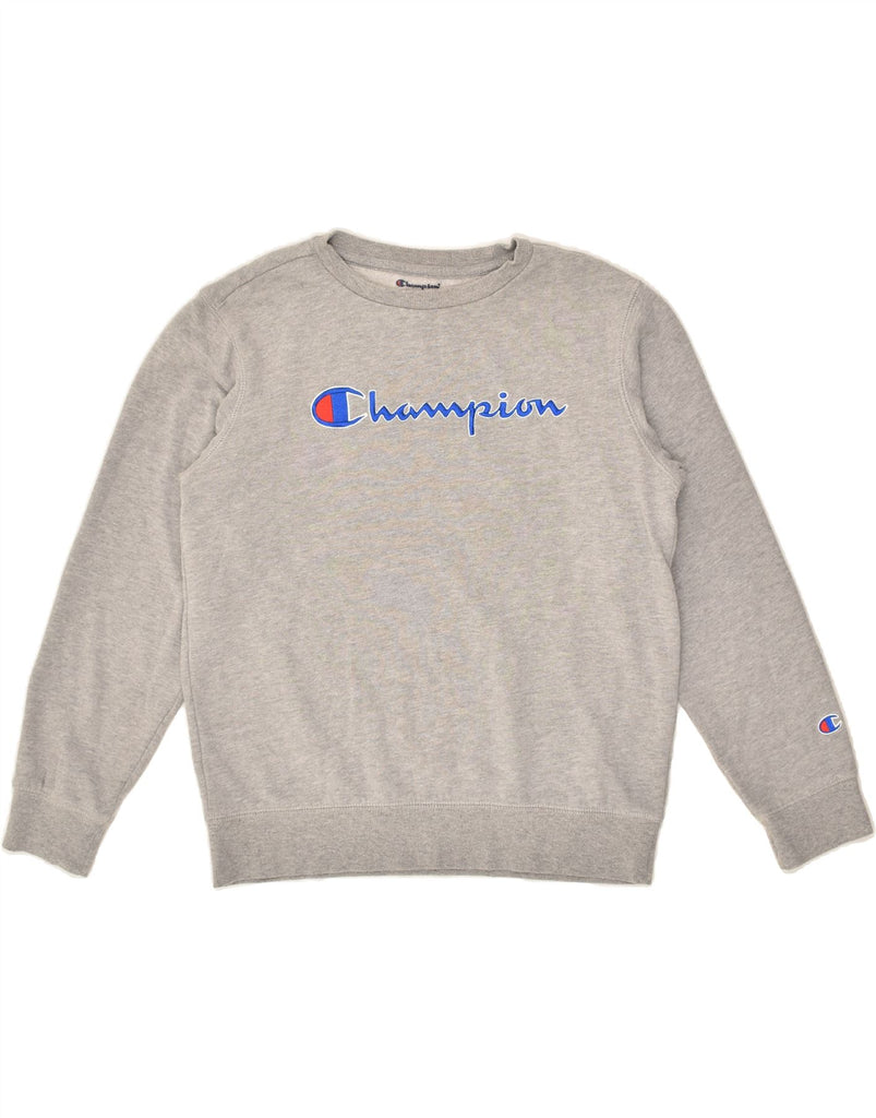 CHAMPION Womens Graphic Sweatshirt Jumper UK 14 Large Grey Cotton | Vintage Champion | Thrift | Second-Hand Champion | Used Clothing | Messina Hembry 