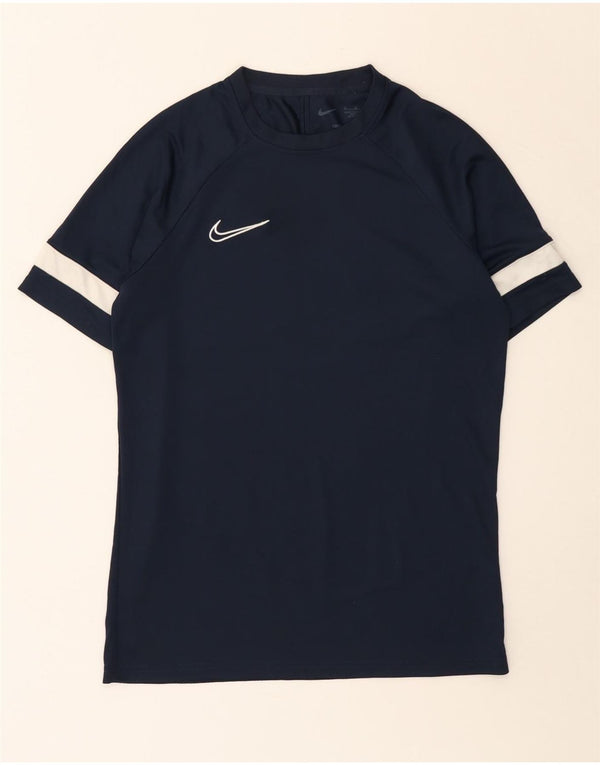 Nike Mens Dri Fit T-Shirt Top Medium Navy Blue Colourblock Polyester