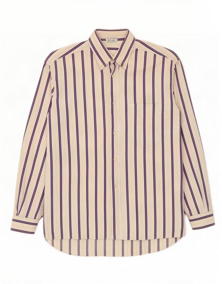 Benetton Mens Shirt Large White Striped
