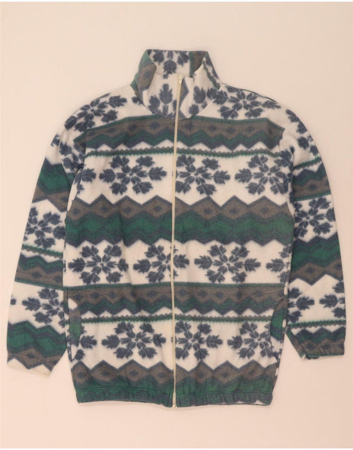 Vintage Mens Fleece Jacket UK 38 Medium Multicoloured Fair Isle