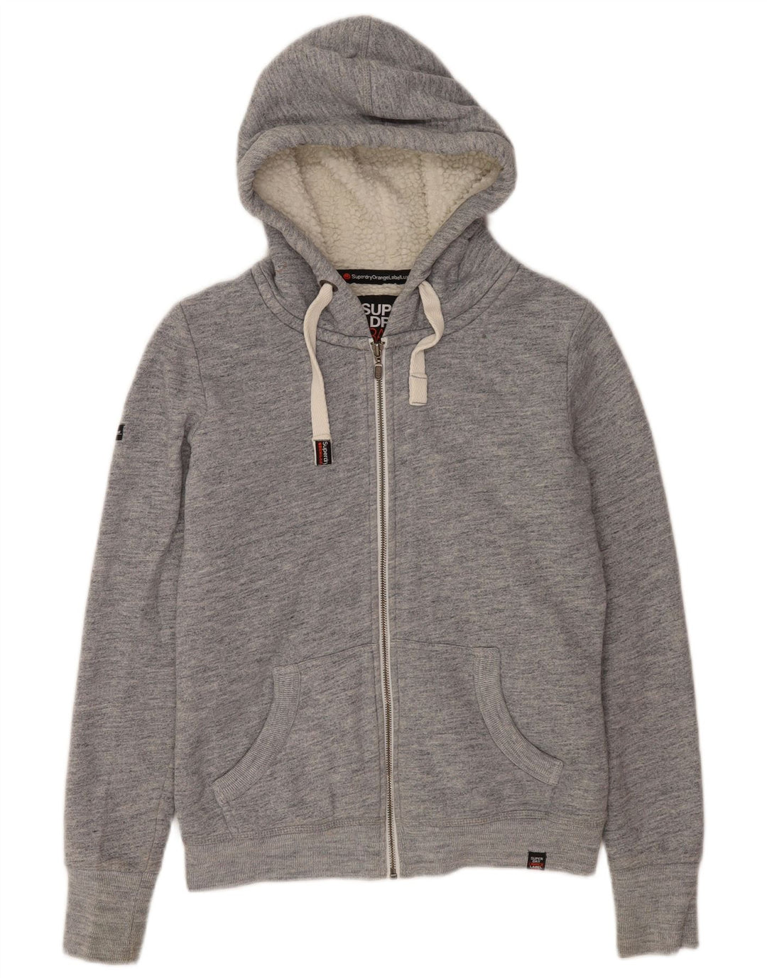 Superdry Mens Zip Hoodie Sweater Small Grey Cotton