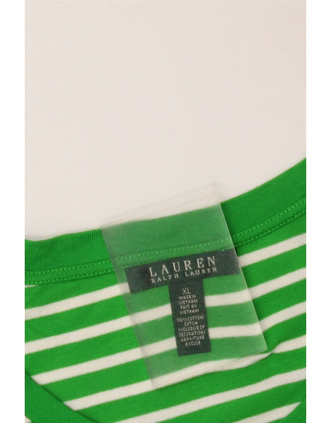 RALPH LAUREN Womens Top Long Sleeve UK 18 XL Green Striped Cotton