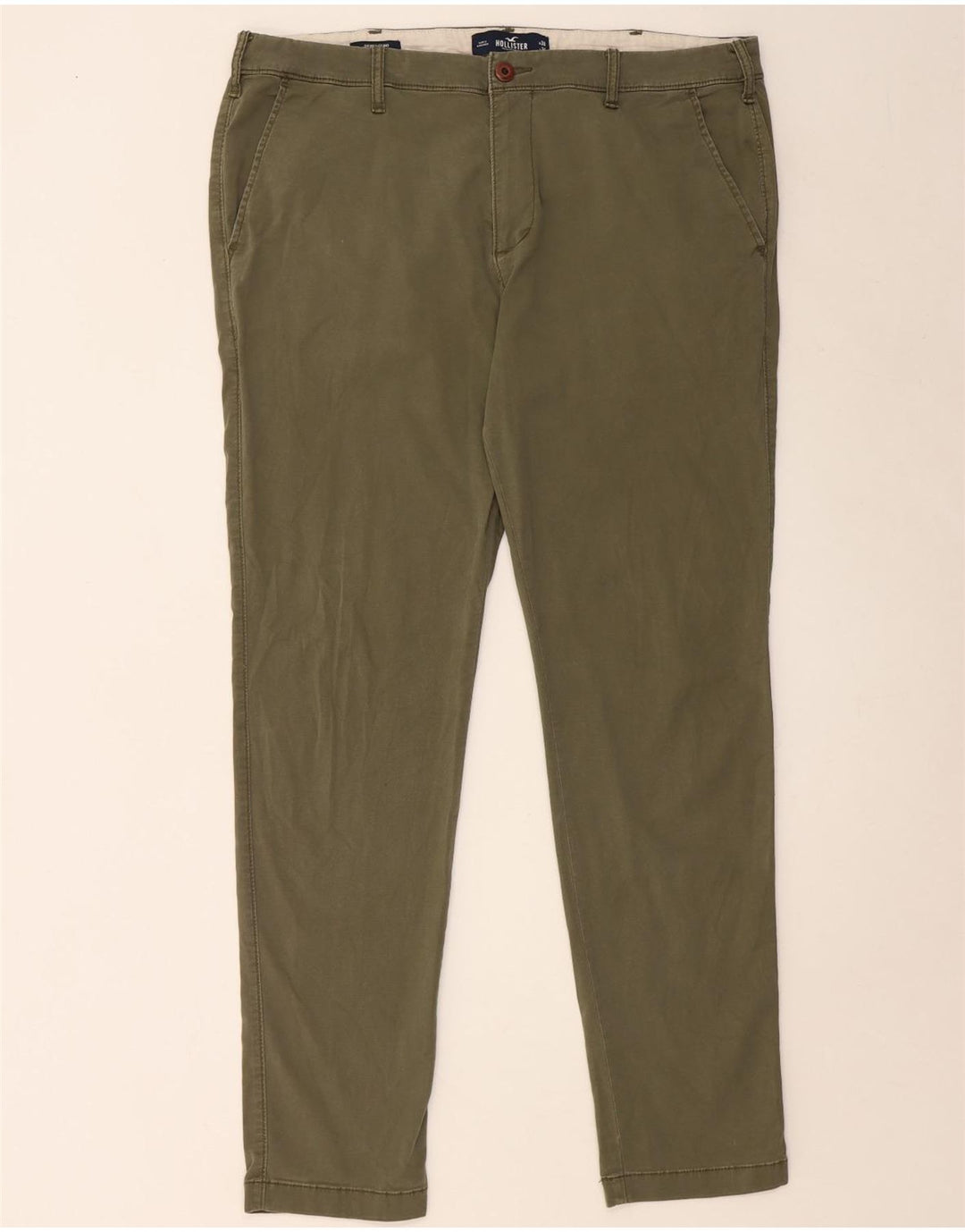 Hollister Mens Slim Chino Trousers W38 L34 Khaki Cotton