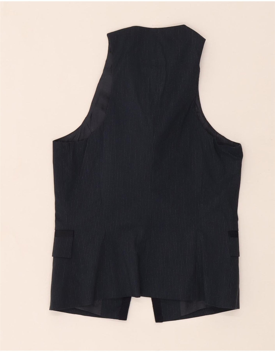 Guess By Marciano Womens Waistcoat IT 40 Small Navy Blue Pinstripe