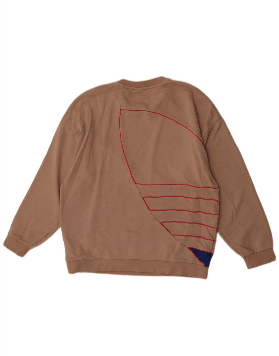 Adidas Womens Graphic Sweatshirt Jumper UK 12 Medium Beige Colourblock