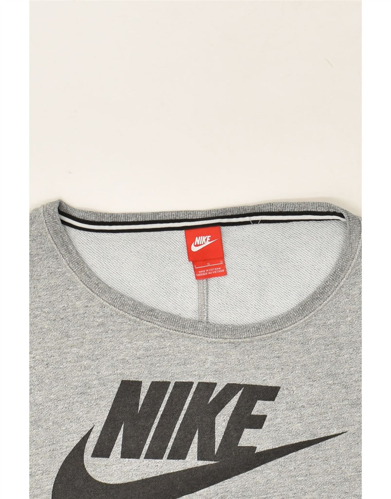 NIKE Womens Oversized Graphic Sweatshirt Jumper UK 16 Large Grey Cotton | Vintage Nike | Thrift | Second-Hand Nike | Used Clothing | Messina Hembry 