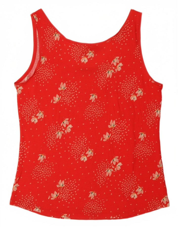 OASIS Womens Vest Top UK 14 Large Red Floral Viscose