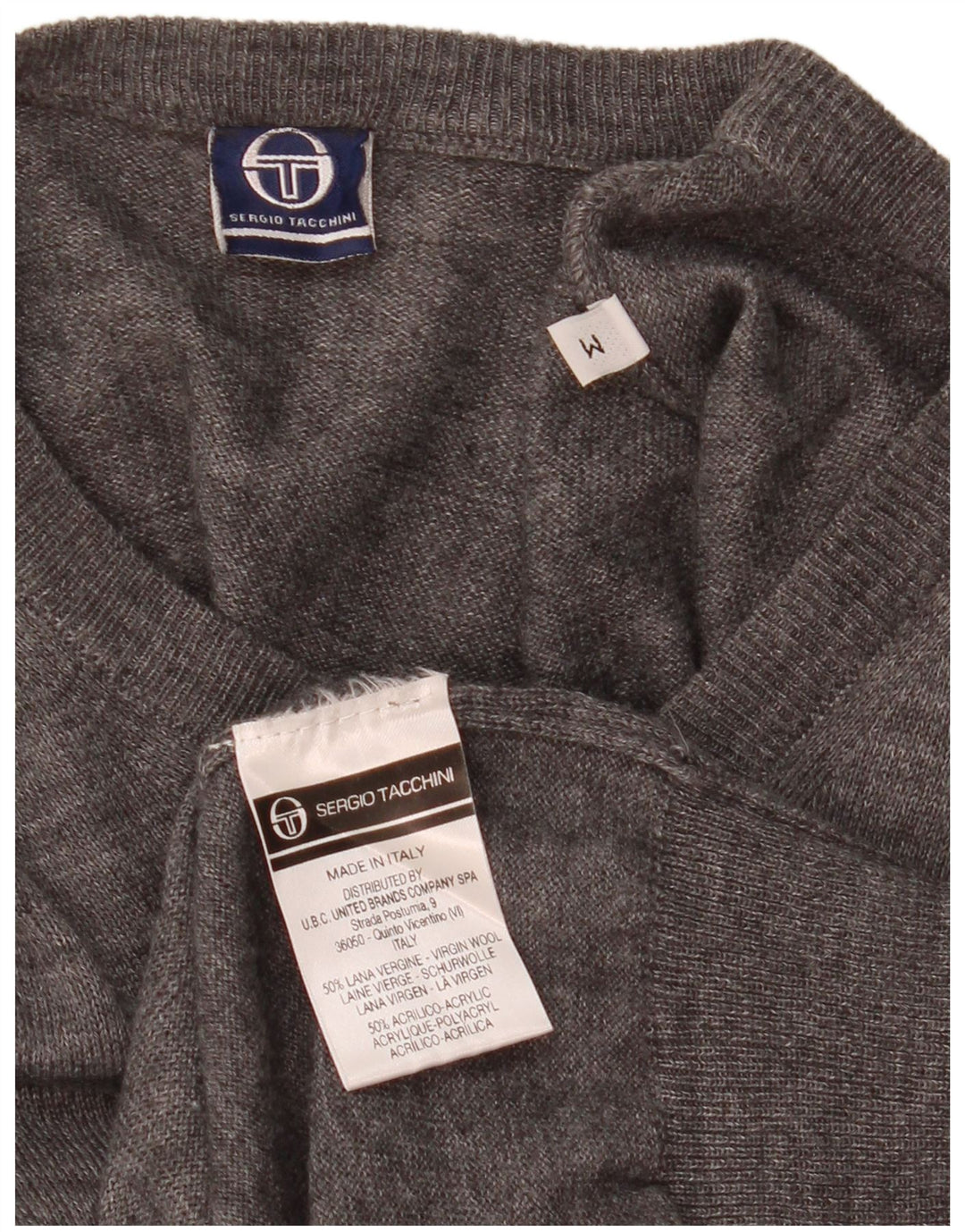 Sergio Tacchini Womens Vest Tank Top UK 14 Medium Grey Flecked Wool