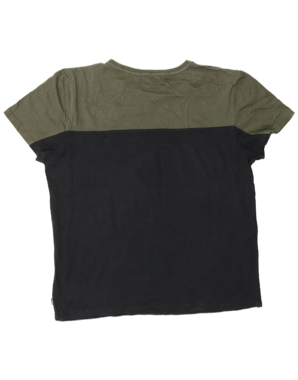 Fila Mens T-Shirt Top 2XL Black Colourblock Cotton