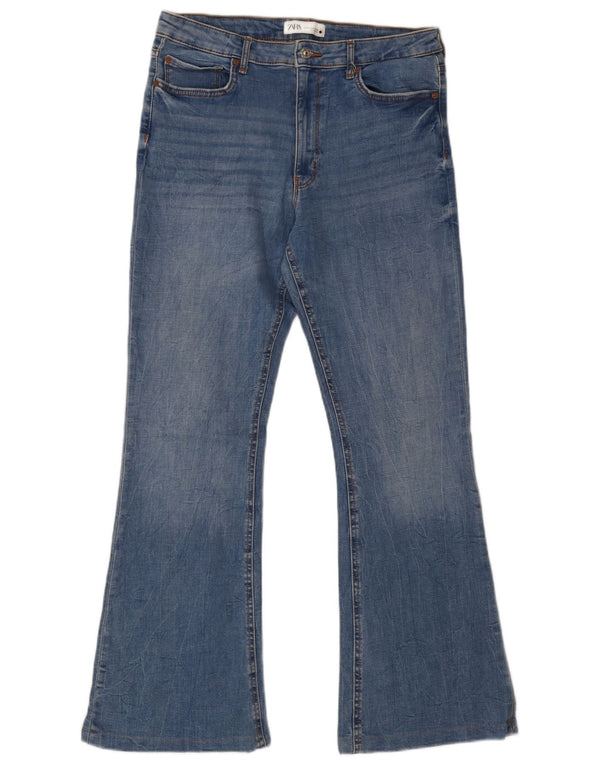Zara Womens Flared Jeans EU 44 XL W34 L31 Blue Cotton