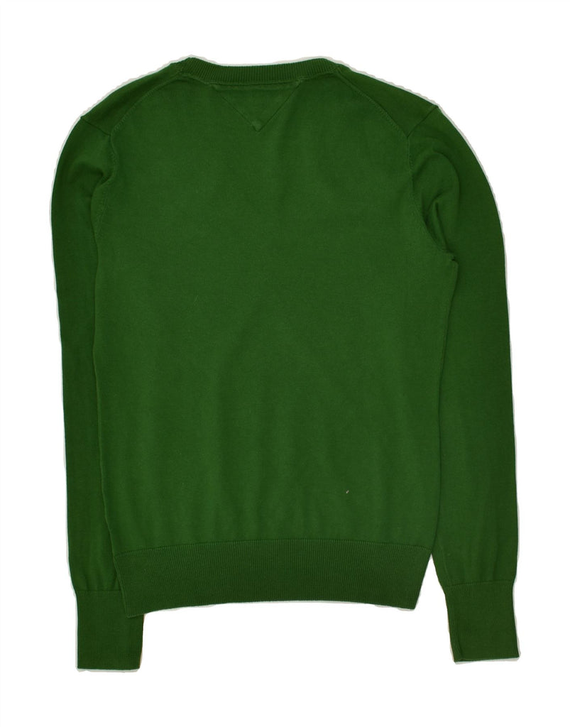 TOMMY HILFIGER Womens V-Neck Jumper Sweater UK 14 Large Green Vintage Tommy Hilfiger and Second-Hand Tommy Hilfiger from Messina Hembry 