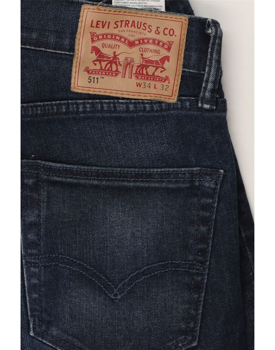 Levi's Mens 511 Tapered Slim Jeans W34 L32 Navy Blue Cotton