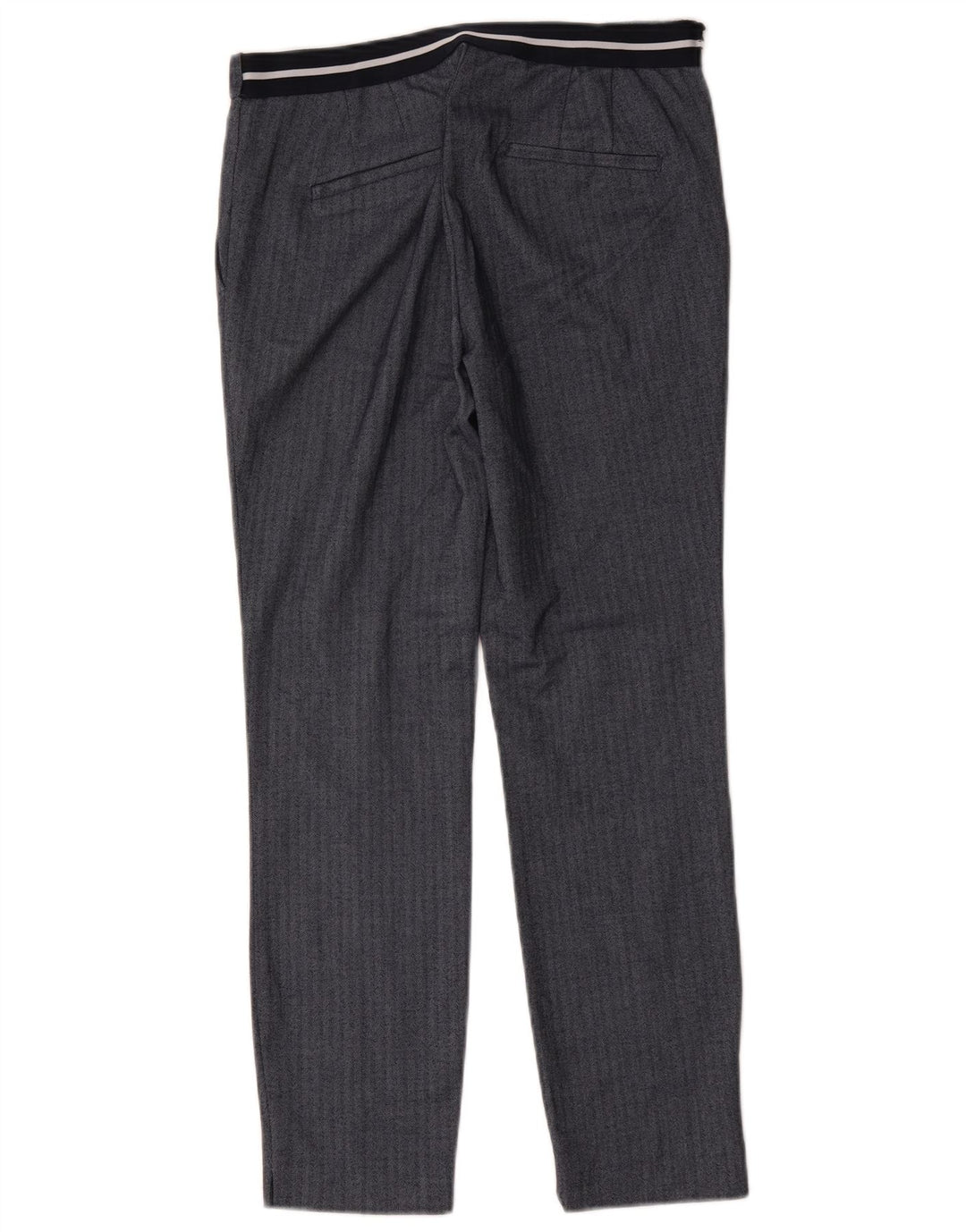 Zara Womens Slim Suit Trousers Medium W28 L27 Navy Blue Herringbone