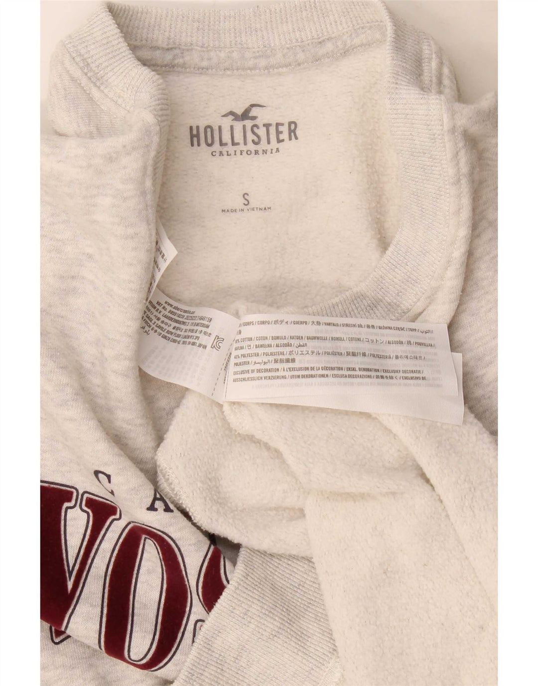 Hollister Mens Graphic Sweatshirt Jumper Small Grey Cotton