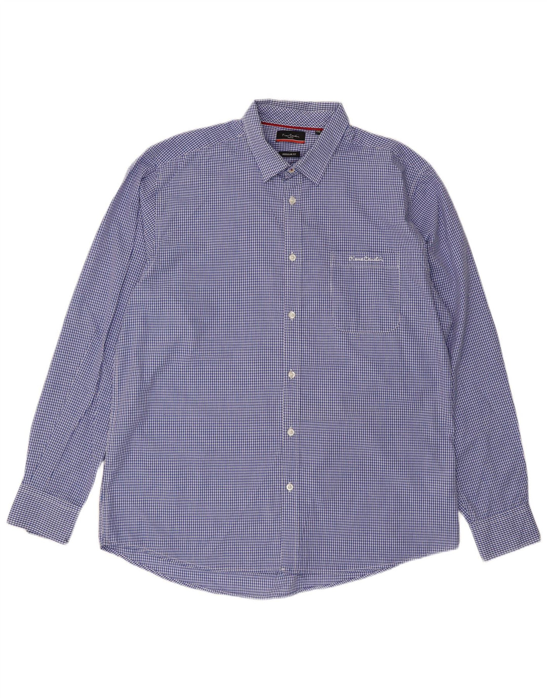 Pierre Cardin Mens Regular Fit Shirt 2XL Blue Gingham Polyester