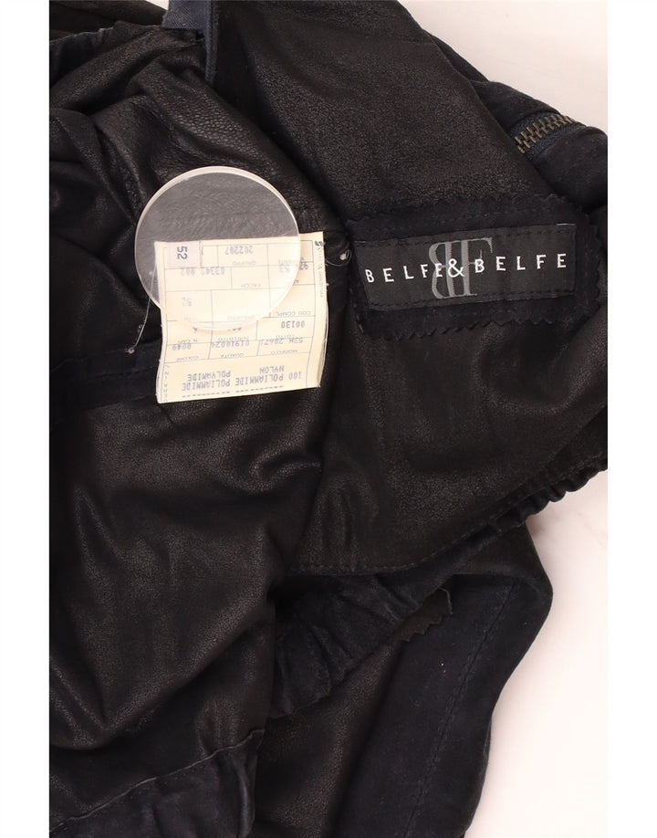 Belfe & Belfe Mens Leather Jacket IT 52 XL Black Leather