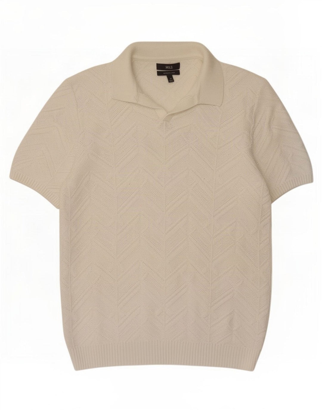 Marks & Spencer Mens Polo Shirt Medium White Cotton