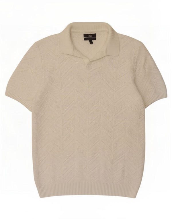 Marks & Spencer Mens Polo Shirt Medium White Cotton