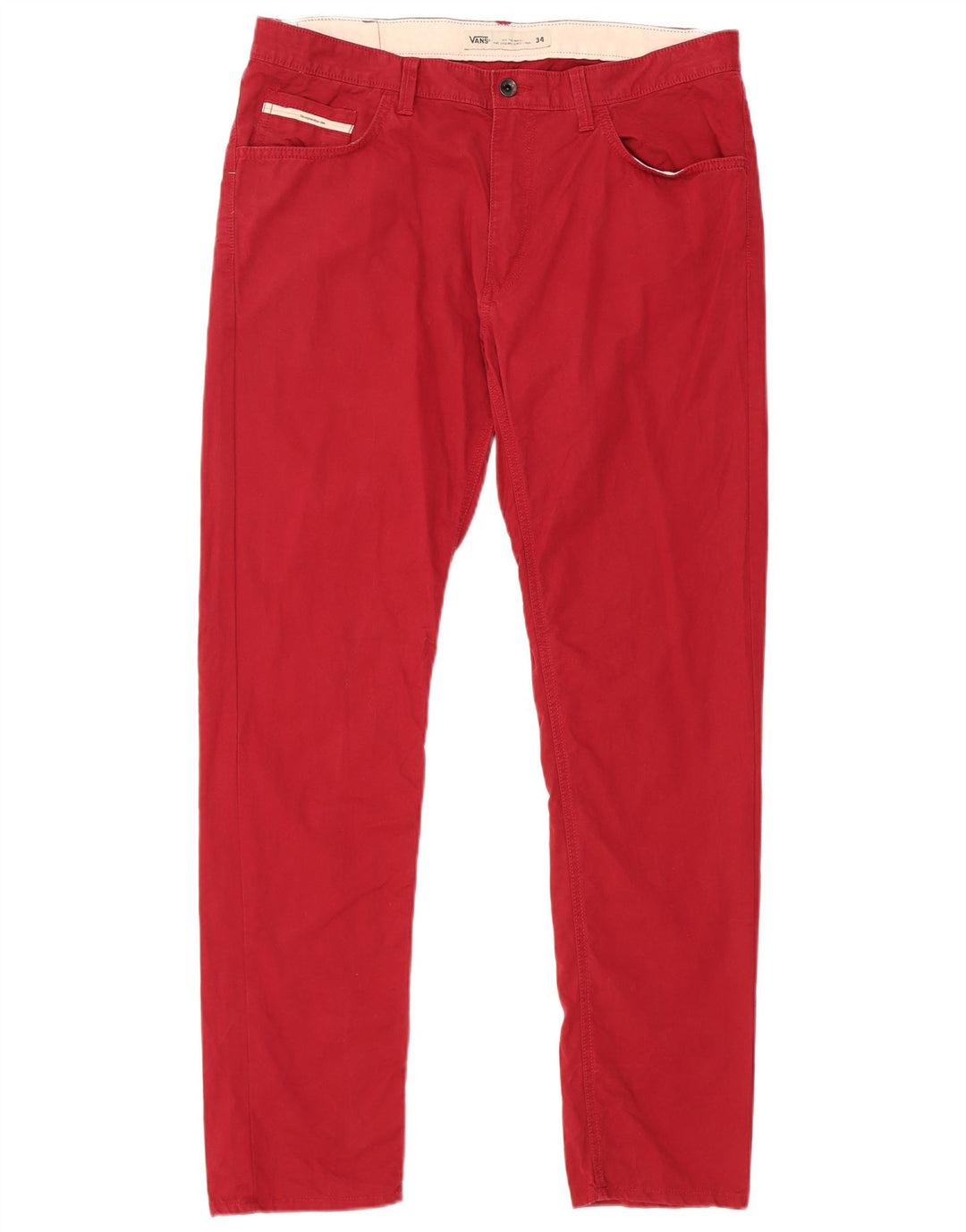 Vans Mens Slim Casual Trousers W34 L31 Red Cotton