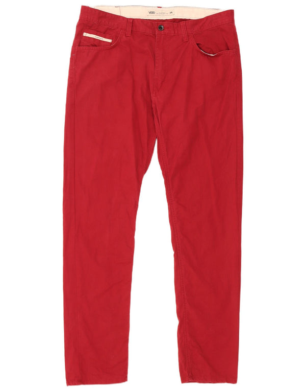Vans Mens Slim Casual Trousers W34 L31 Red Cotton