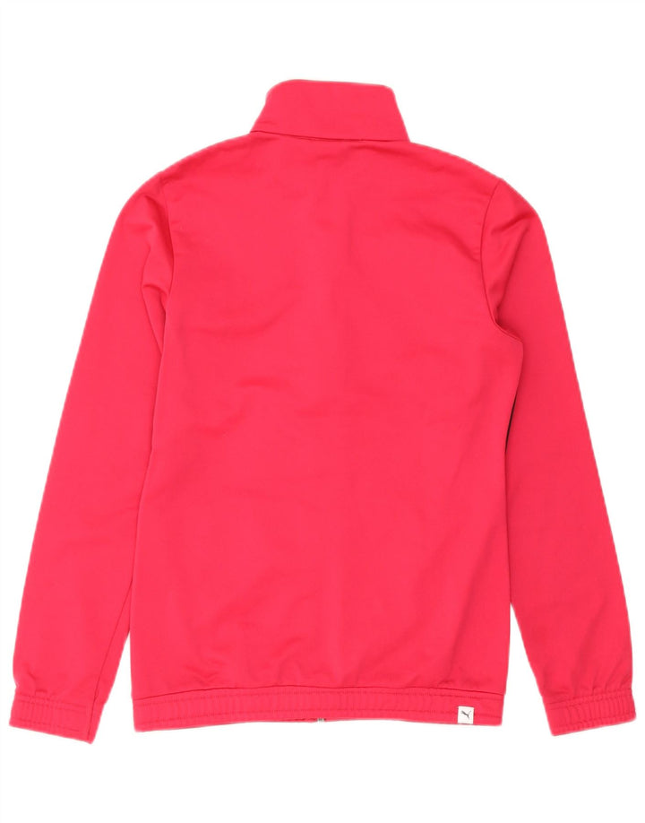 Puma Girls Tracksuit Top Jacket 13-14 Years Pink Colourblock Polyester