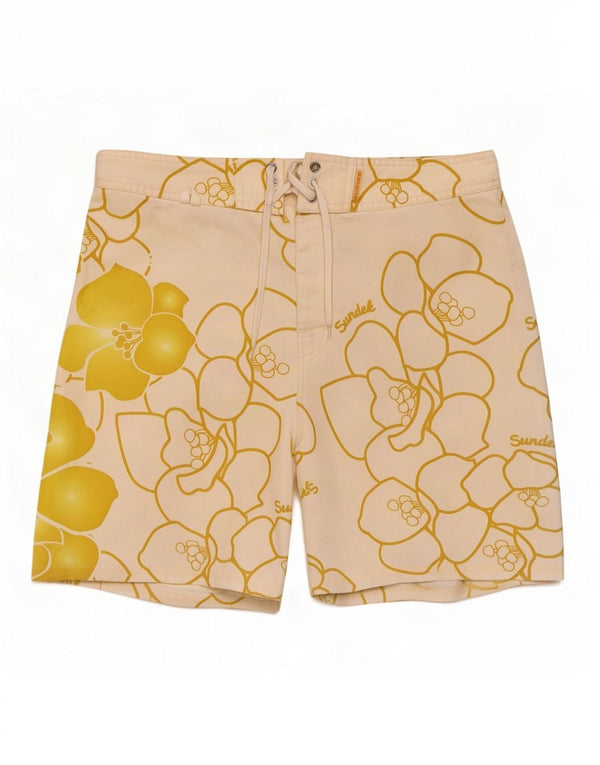 Sundek Mens Graphic Swimming Shorts Medium White Floral Polyester