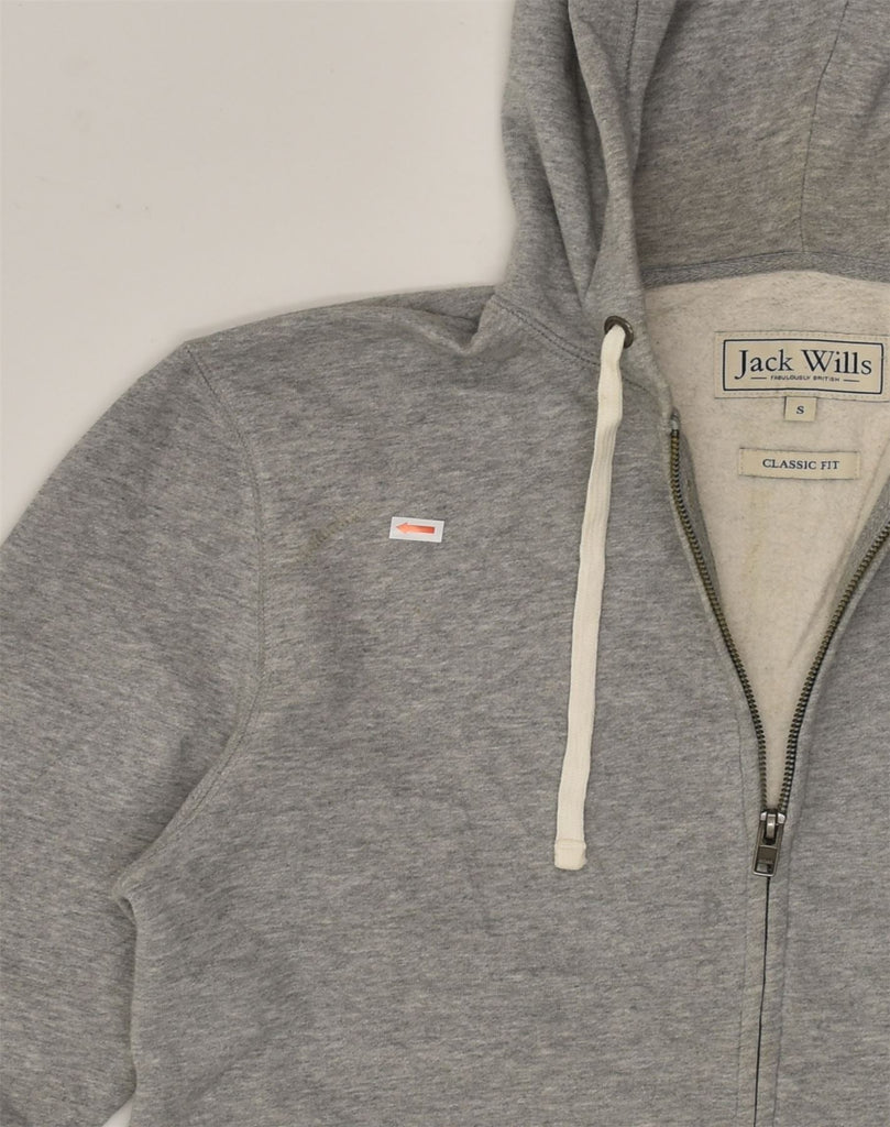 JACK WILLS Mens Classic Fit Zip Hoodie Sweater Small Grey Cotton | Vintage Jack Wills | Thrift | Second-Hand Jack Wills | Used Clothing | Messina Hembry 