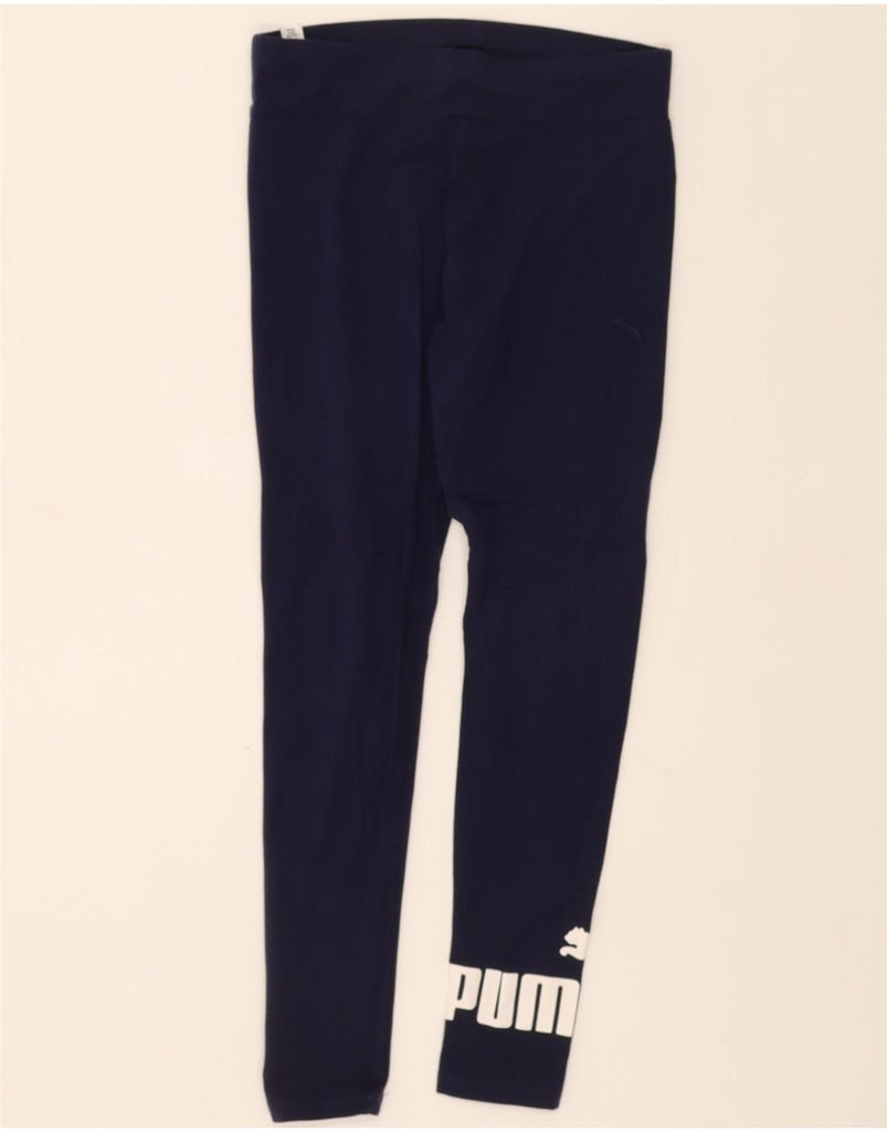 PUMA Womens Graphic Leggings UK 14 Medium Navy Blue Cotton Vintage Puma and Second-Hand Puma from Messina Hembry 
