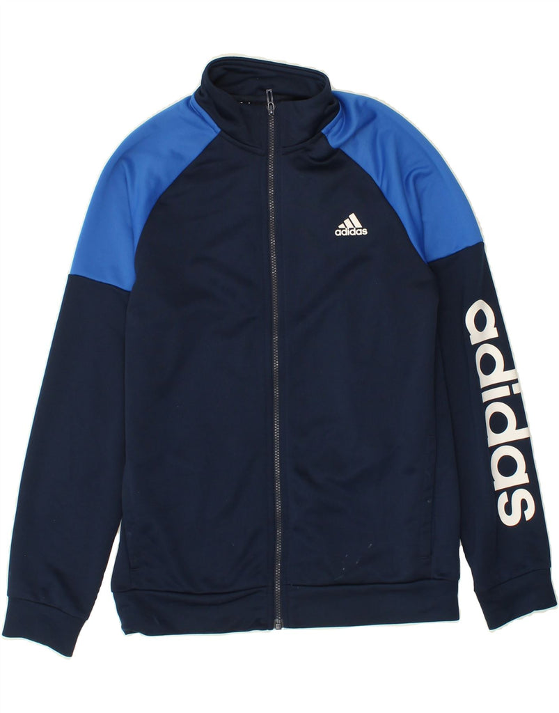 ADIDAS Boys Graphic Tracksuit Top Jacket 15-16 Years Navy Blue Colourblock | Vintage Adidas | Thrift | Second-Hand Adidas | Used Clothing | Messina Hembry 