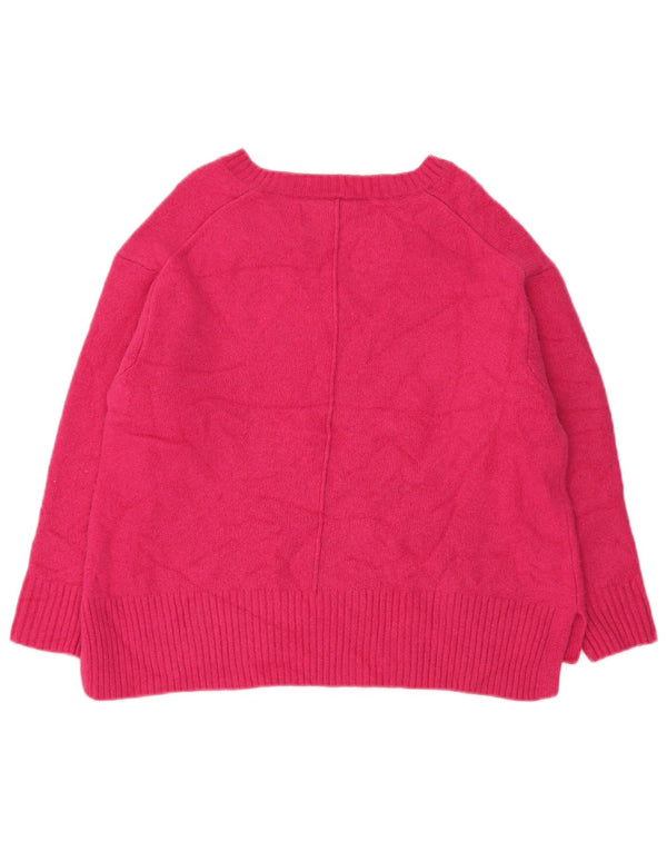 Benetton Womens V-Neck Jumper Sweater UK 16 Large Pink