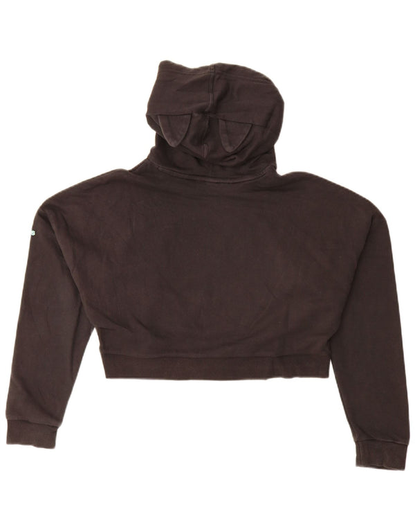 Adidas Girls Graphic Crop Hoodie Jumper 11-12 Years Black Cotton