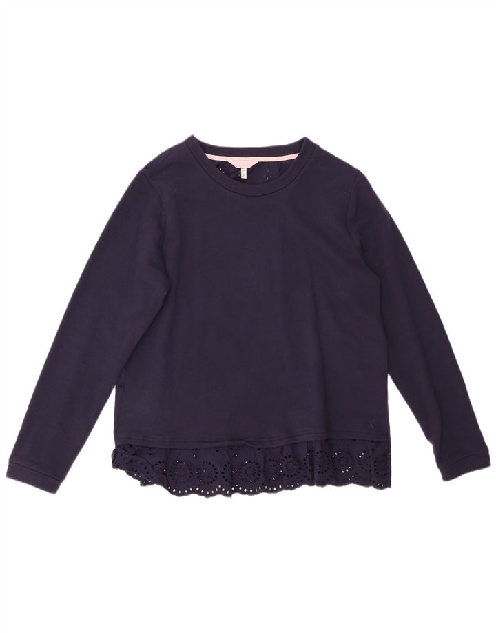 JOULES Womens Blouse Top UK 12 Medium Navy Blue Cotton