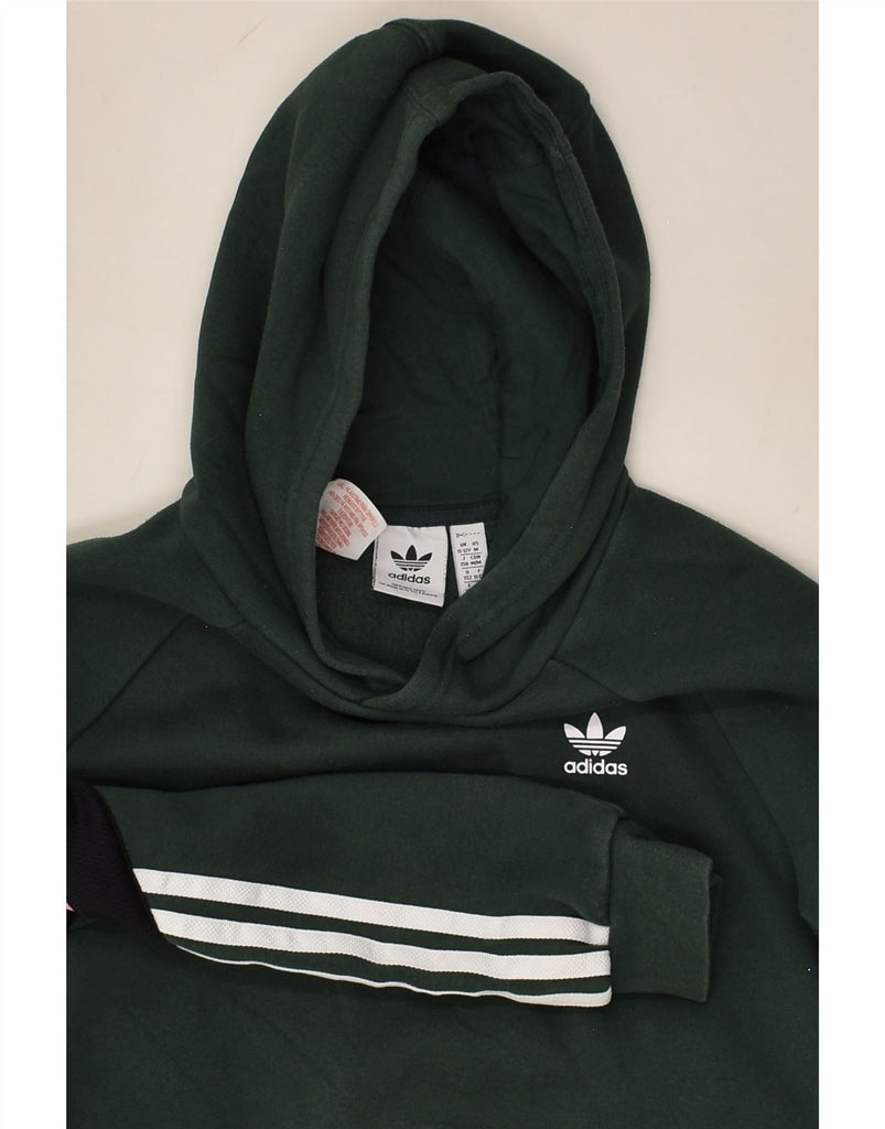 ADIDAS Girls Hoodie Jumper 11-12 Years Green Cotton | Vintage Adidas | Thrift | Second-Hand Adidas | Used Clothing | Messina Hembry 