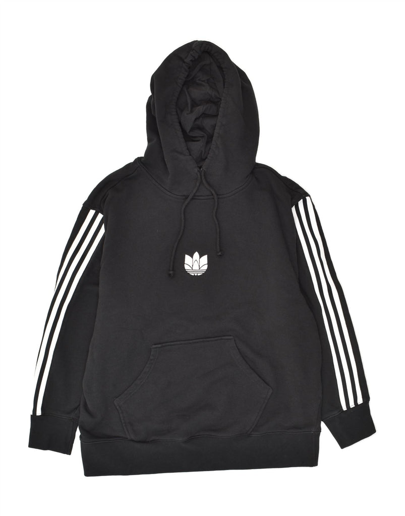 ADIDAS Womens Oversized Hoodie Jumper UK 12 Medium Black Cotton | Vintage Adidas | Thrift | Second-Hand Adidas | Used Clothing | Messina Hembry 