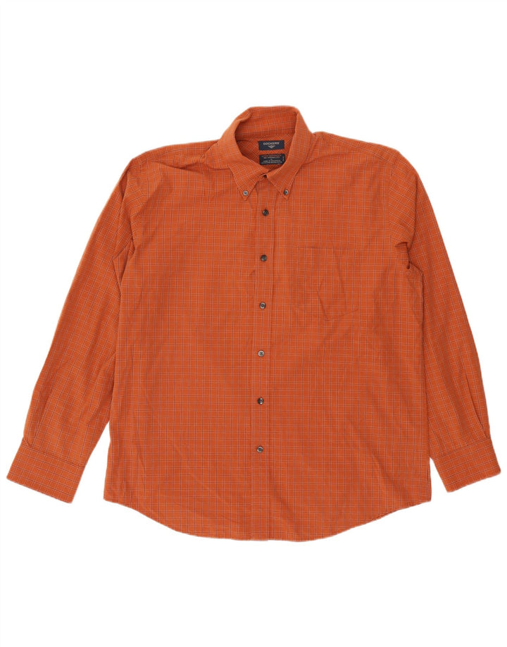 Dockers Mens Shirt Large Orange Check Cotton