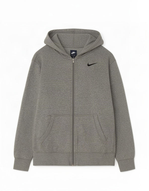 Nike Boys Zip Hoodie Sweater 12-13 Years Large Grey Flecked Cotton