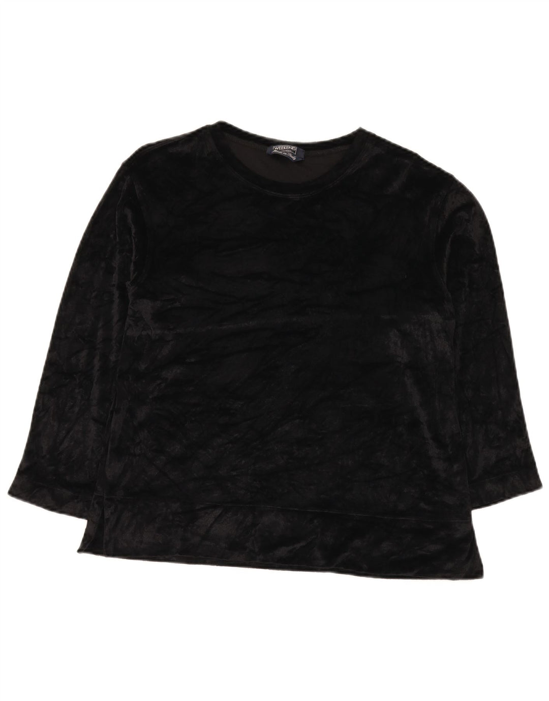 Max Mara Womens Weekend Velour Top 3/4 Sleeve UK 16 Large Black Rayon